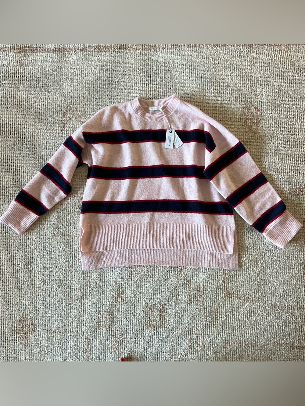 Mersea Keeper Crewneck Sweater Pink, Navy & Red